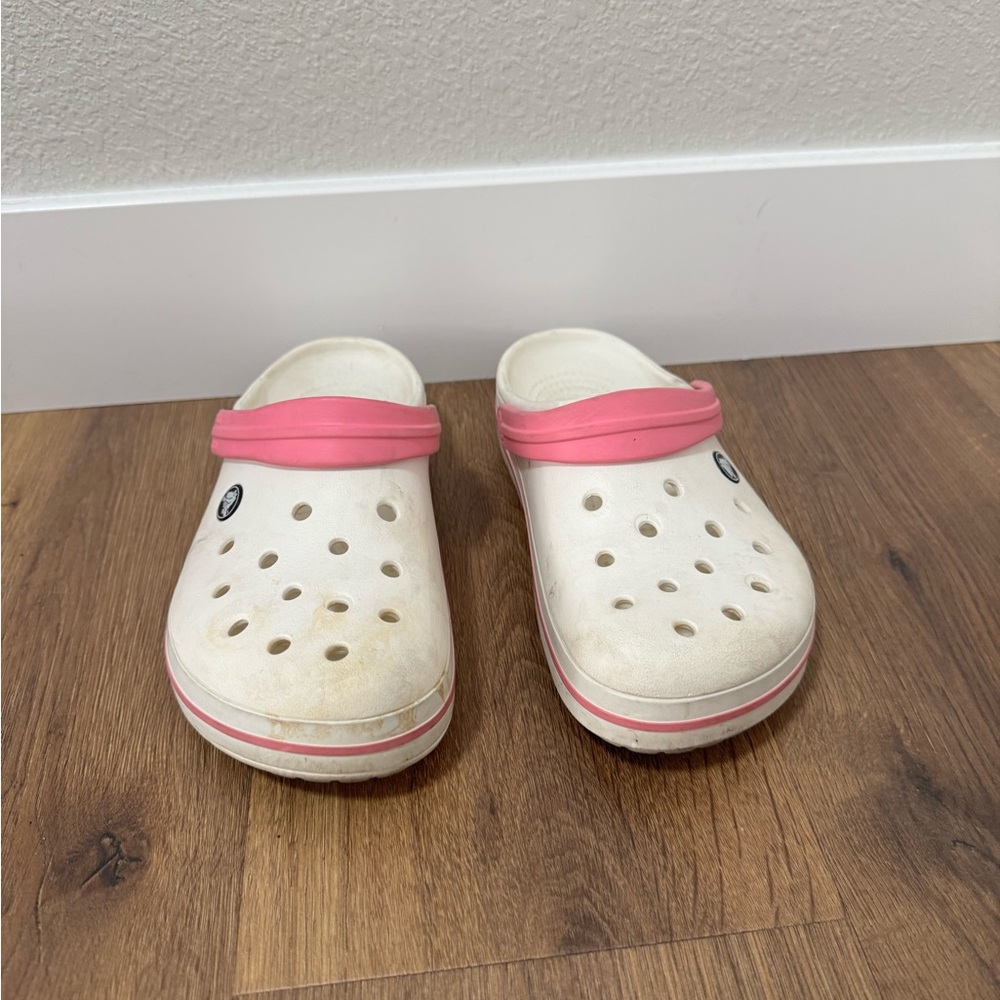 CROCS Pink and White Sandals